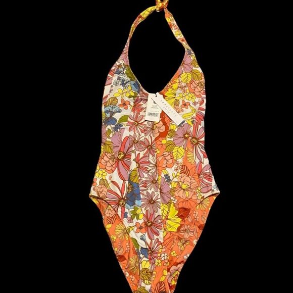 Sanctuary swimwear Reversible floral print One Piece Halter Swimsuit NWT size XS - Picture 10 of 16